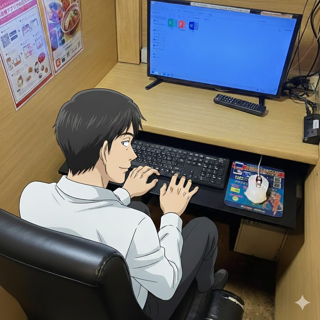 上野駅近で事務作業！Officeが使える21番リクライニング席