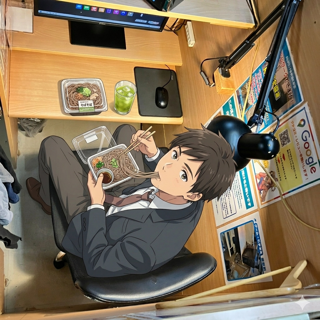 誰にも邪魔されない春の昼。金町で蕎麦を食べながらスマホに没頭