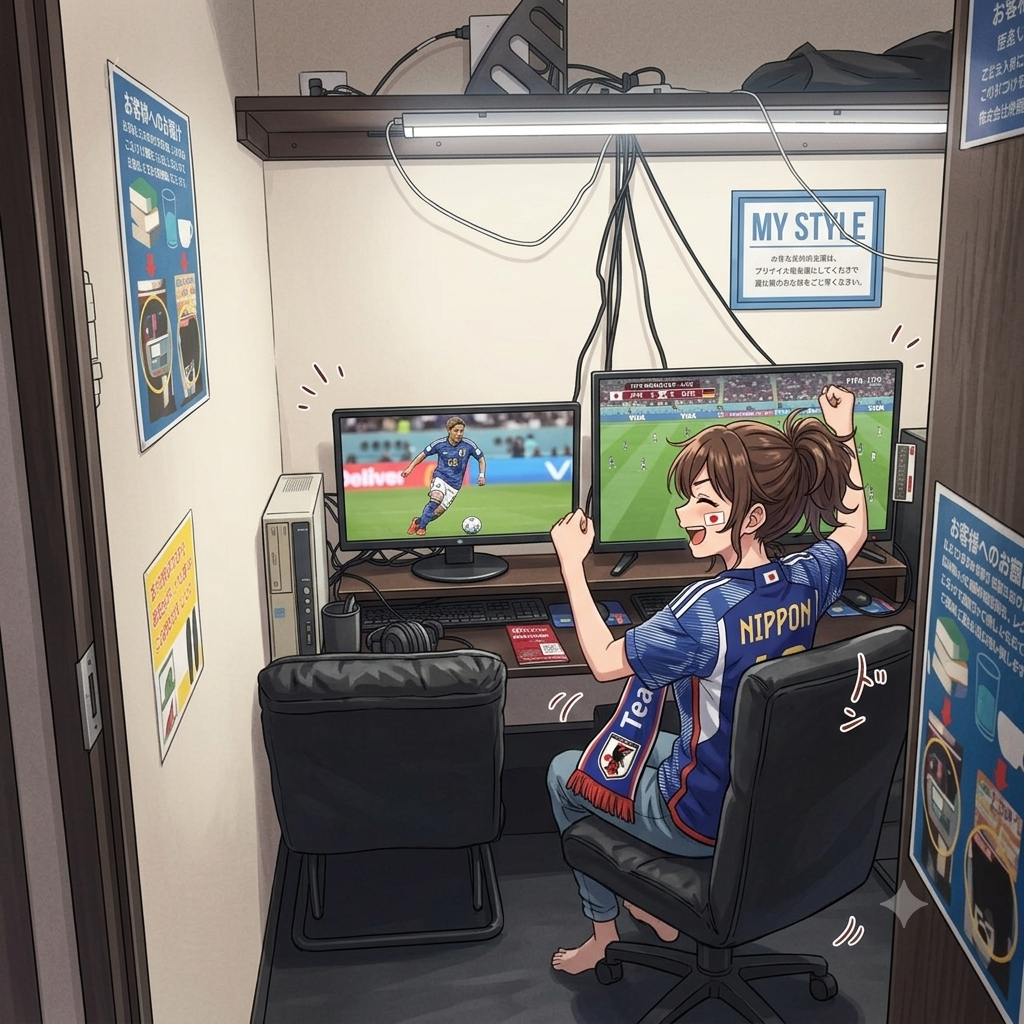 深夜のW杯観戦後にそのまま仮眠！六本木の快適個室