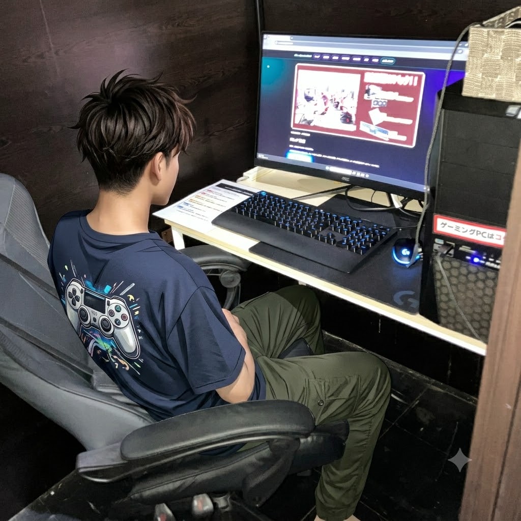 紙タバコOK＆RTX搭載の鍵付き完全個室で夏休み前のランク上げ